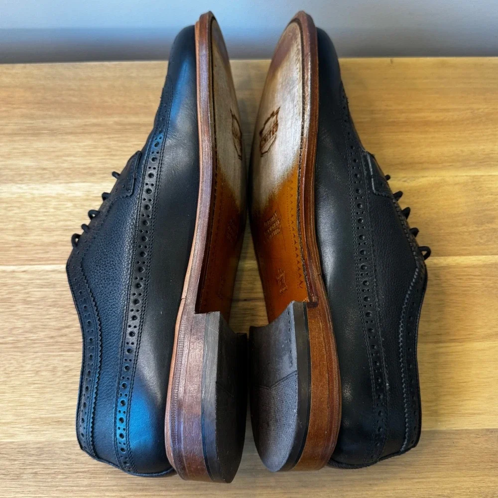 Florsheim Limited Men 8 D Black Pebbled Leather Wingtip Brogue Oxford Dress Shoe